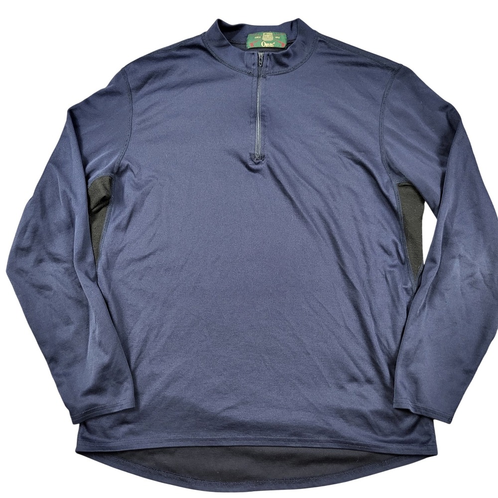 Orvis Men's Vintage 274F Quarter-Zip Pullover Made‎ in USA Navy Blue Large